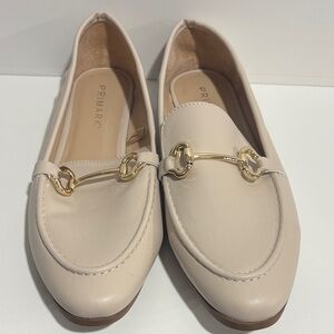 Primark Cream Slip-On Loafers with Gold Horsebit